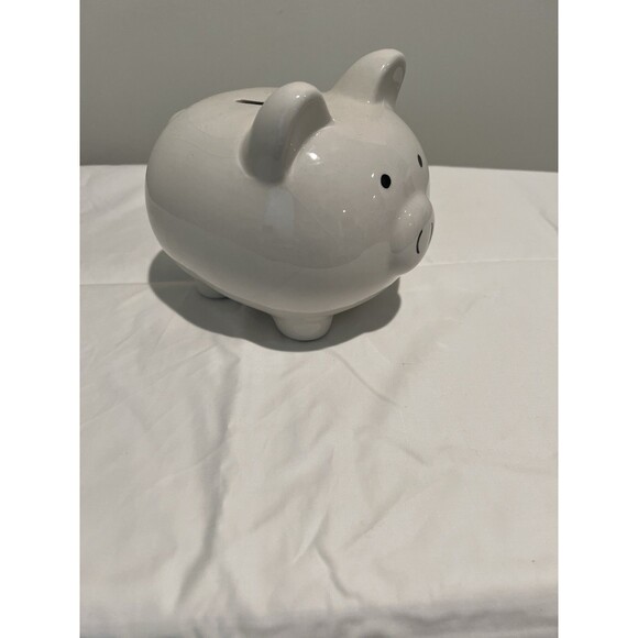 Plain White Ceramic‎ Piggy Bank - Picture 1 of 4